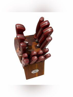 Paula Deen Red Knife Set with Wood Block